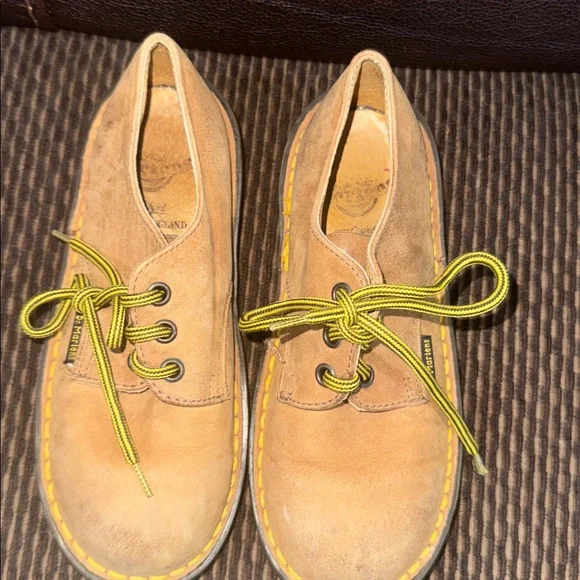 Vtg Dr Martens Oxford Shoes Youth Size 11 Brown Leather Made in England Lace - Picture 3 of 7